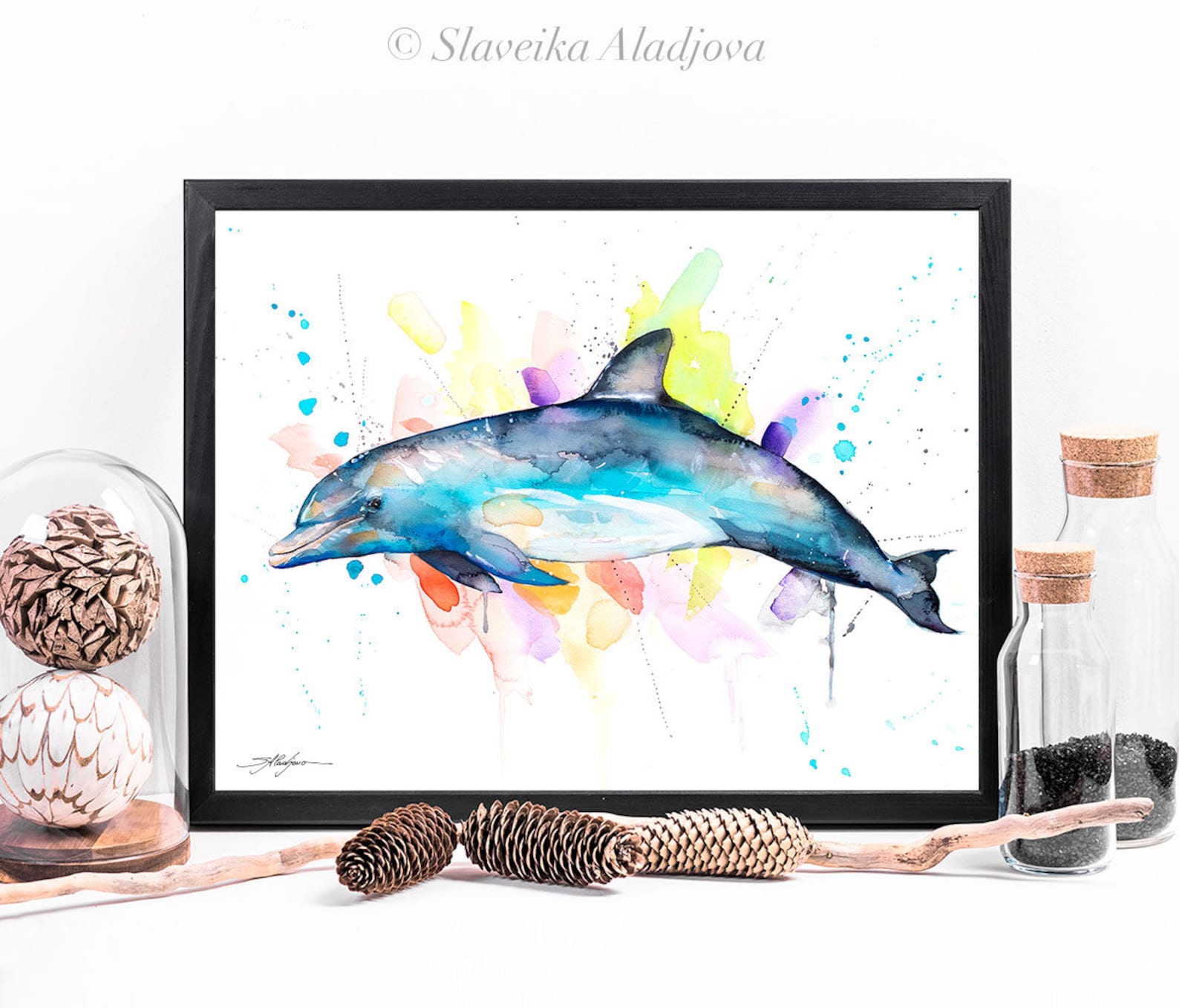 Bottlenose Dolphin Limited Edition Watercolor Art Print by Slaveika ...