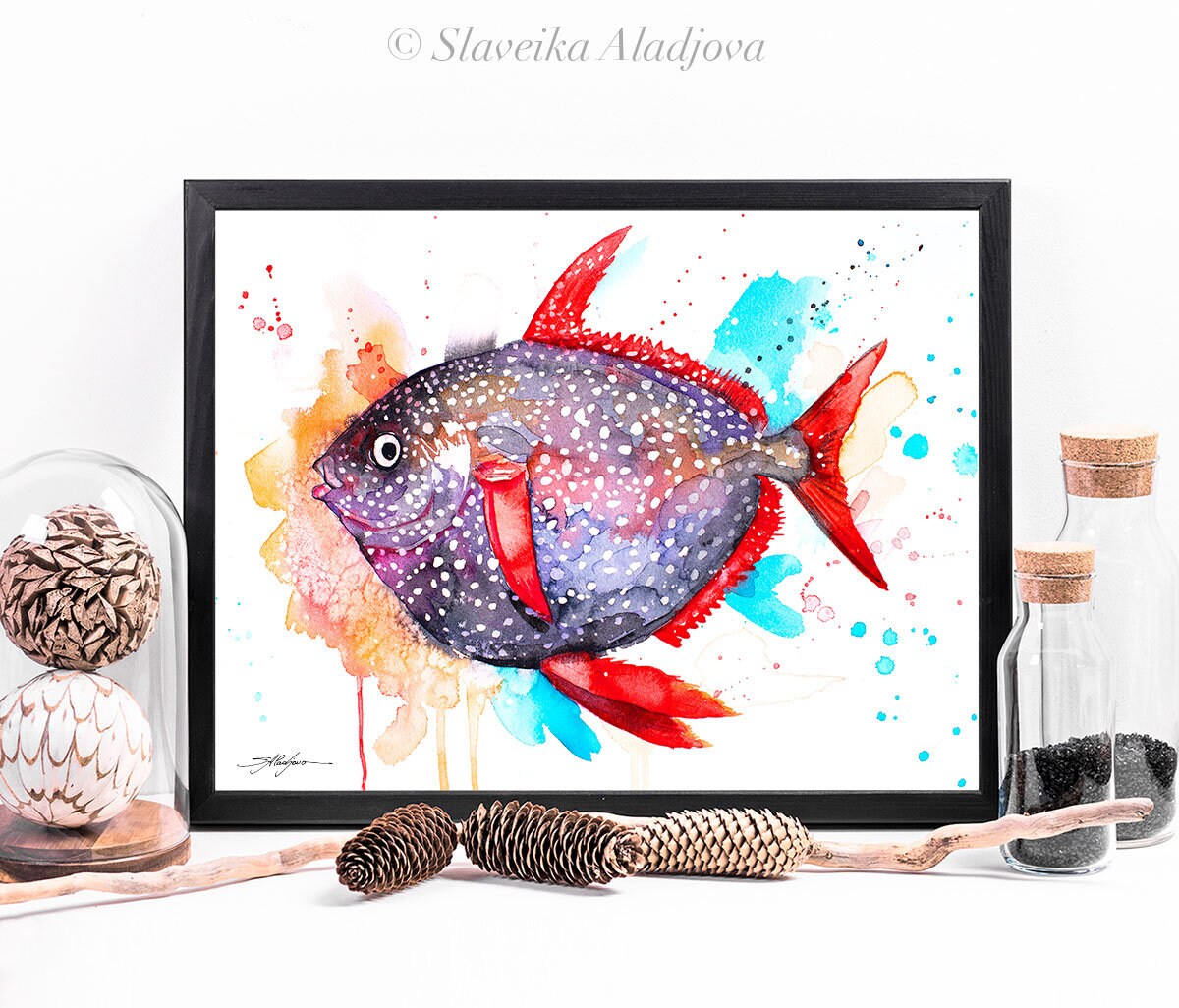 Opah Moonfish Sunfish Watercolor Painting Print by Slaveika Aladjova ...