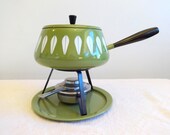 Annata Catherine Holm Norvegia smalto fonduta pentola con coperchio & Base