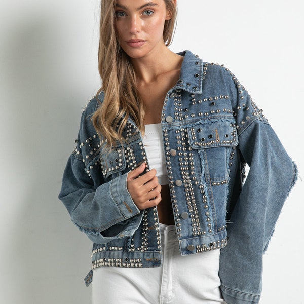 Shop Studded Denim Jacket Etsy