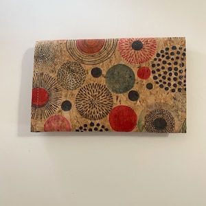 Sashiko circles Portafogli in sughero - Portafoglio a 2 tasche, porta soldi, porta carte, carta regalo