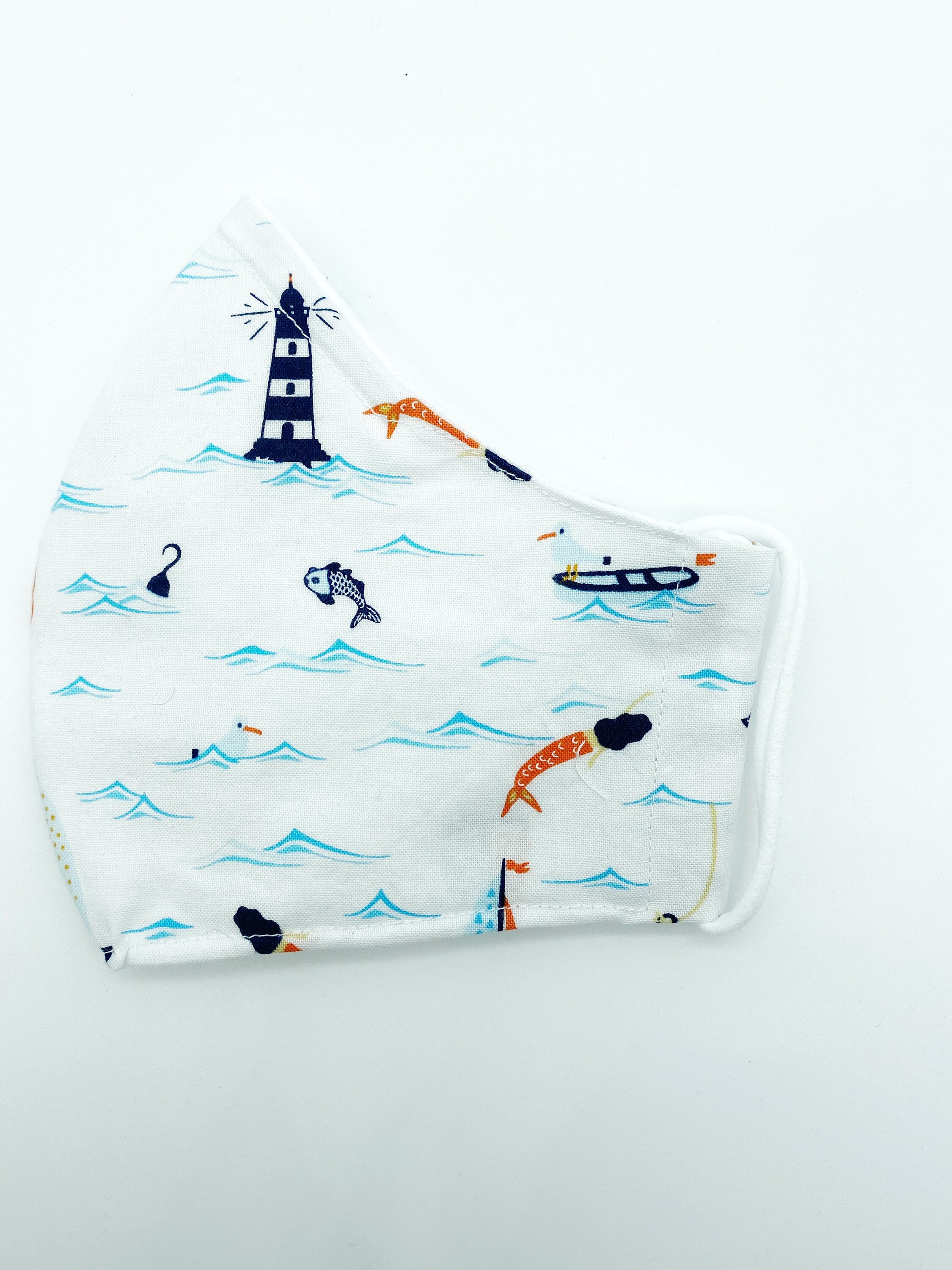 Face Masks, Cotton, Three Layers Nautical Boats and Mermaids
