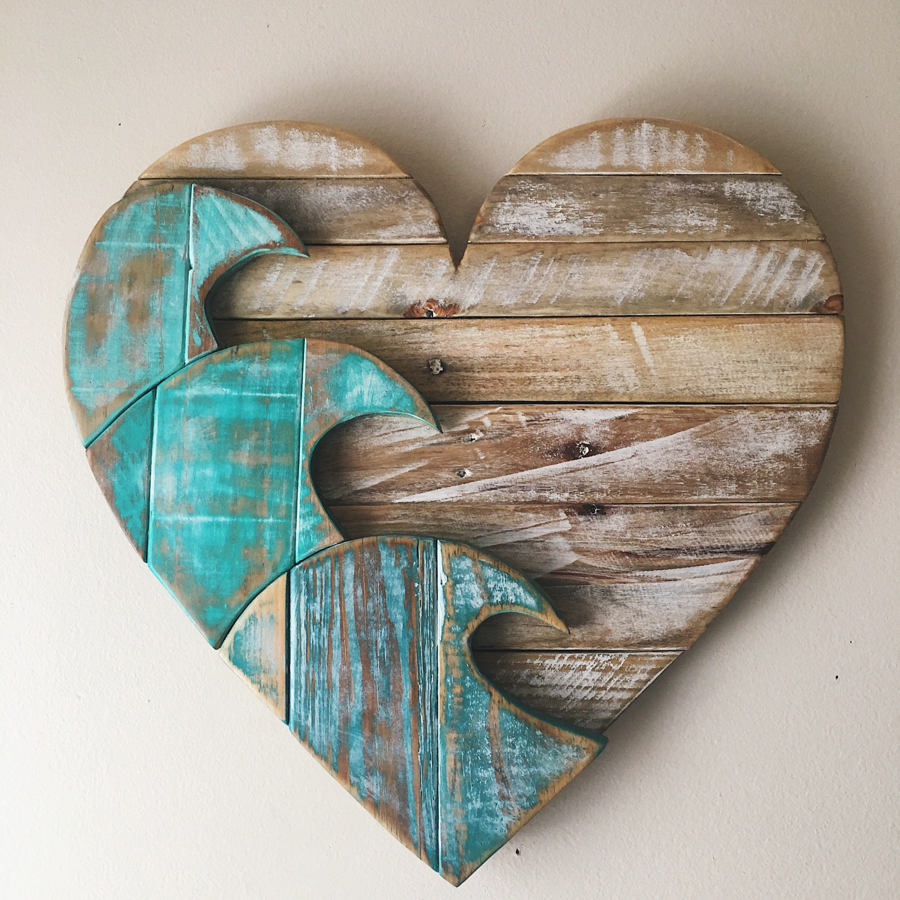 Rustic Wooden Heart Ornaments. Beach Hearts. Red White and Blue Hearts.  Distressed Wood Hearts. Simple Heart Decor. Farmhouse Hearts 