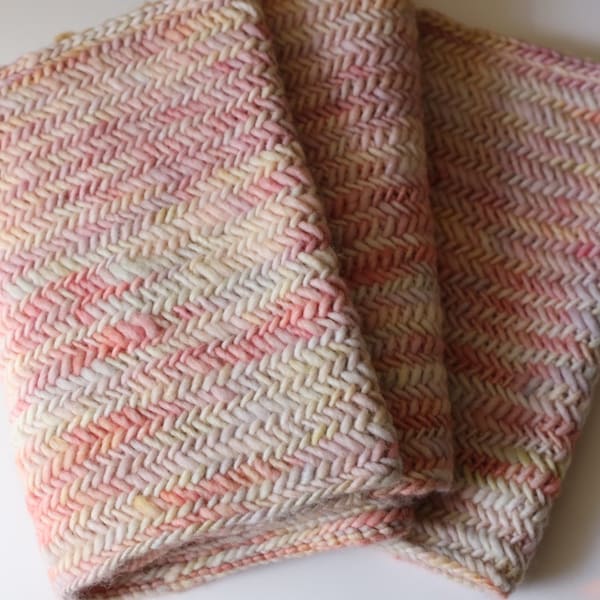 Astrid Cowl in Rosalinda - Chunky pink Herringbone Knit Infinity Scarf, light rose pink