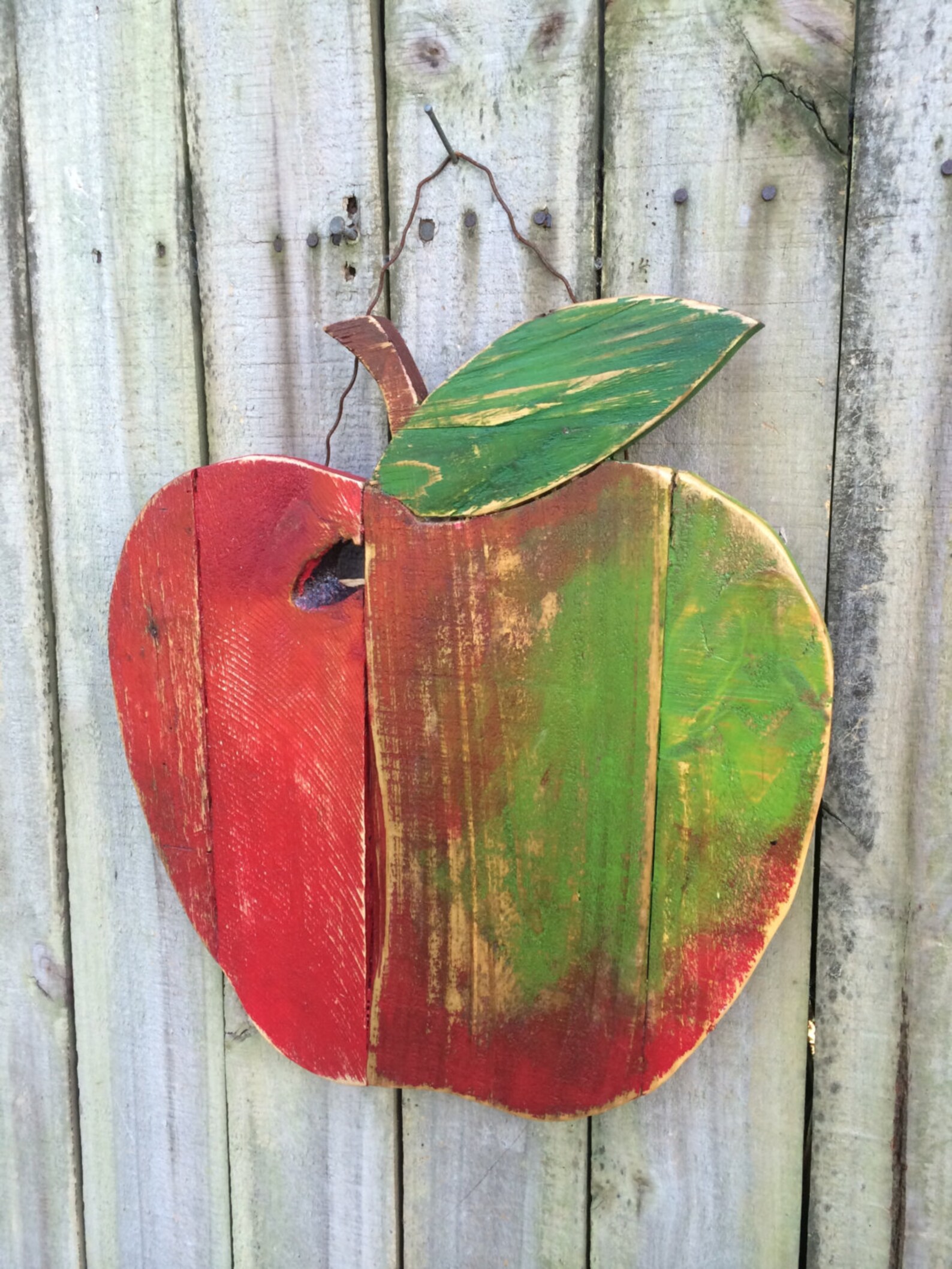 Rustic Reclaimed pallet wood Apple wall decor Fall Autumn Etsy