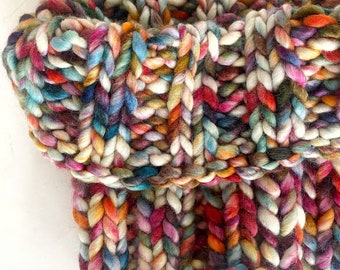 Rainbow Cowl - knit chunky cowl, soft warm , colorful hues, winter fall autumn