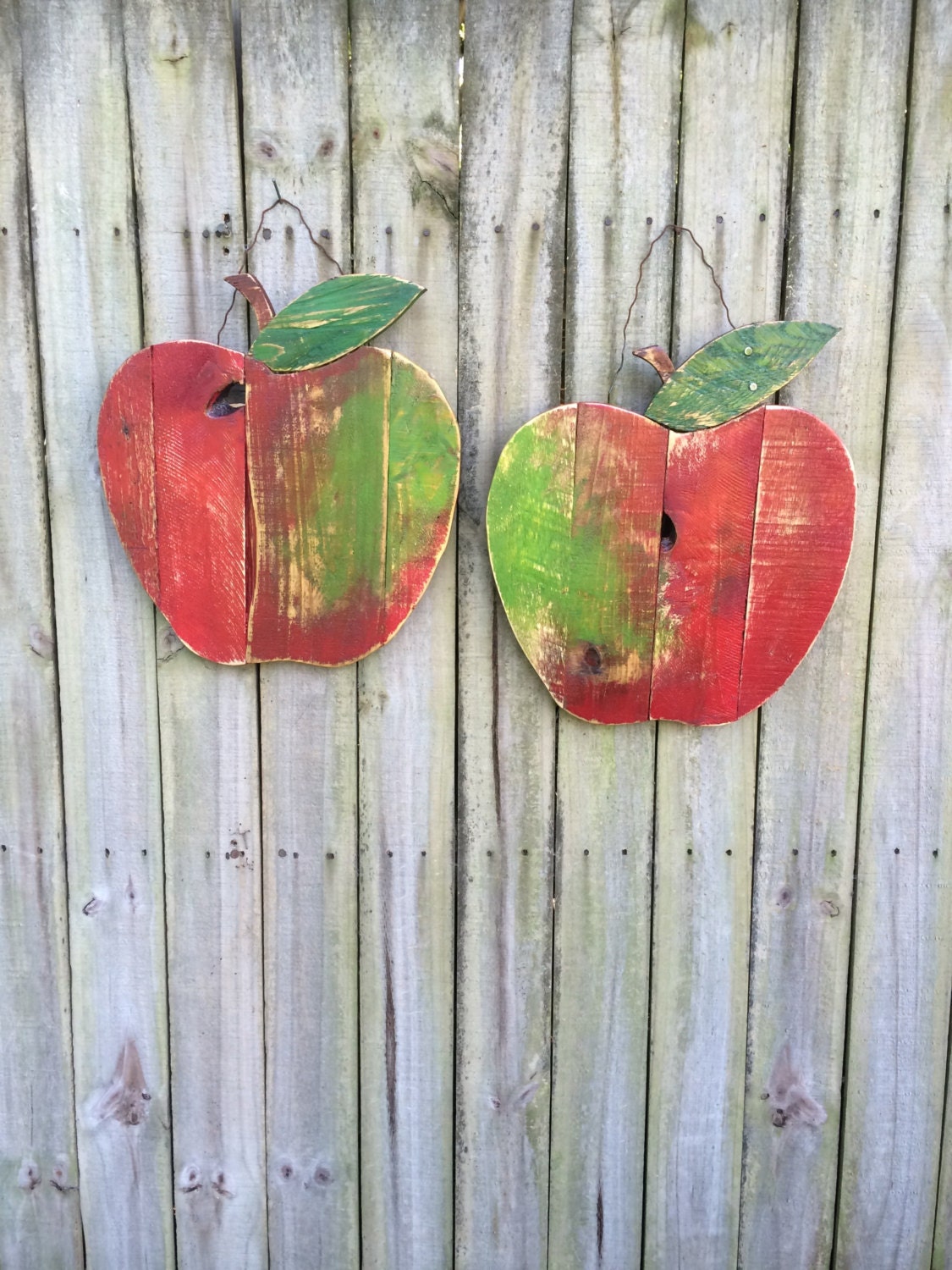 Rustic Reclaimed pallet wood Apple wall decor Fall Autumn Etsy