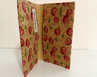 Cherry Bomb Cork Pocket Wallet- vegan, sustainable, bifold