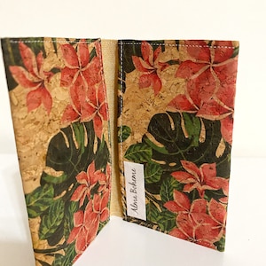 Portefeuille floral en liège et palmiers Monstera