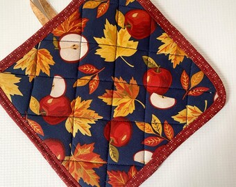 Apple Cider  Cork and Cotton Pot Holder- vegan, sustainable, washable, three layer