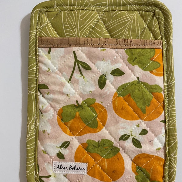 Citrus Cork and Cotton Pot Holder- vegan, sustainable, washable