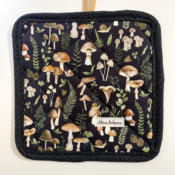 Shiitake  Cork and Cotton Pot Holder- vegan, sustainable, washable