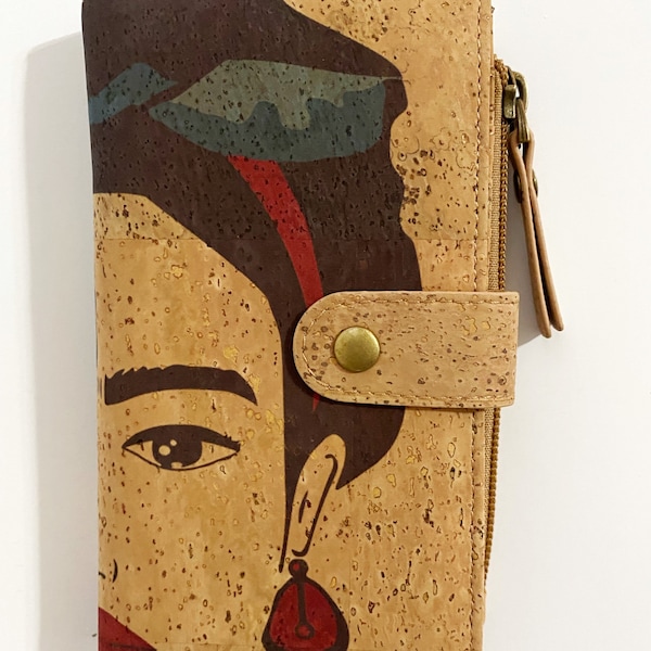 Frida Cork Snap Wallet- card holder, billfold, coin pouch, sustainable, waterproof