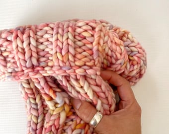 Rosalinda Cowl -Autumn/Winter knit super chunky infinity purple/ blue scarf neckwarmer