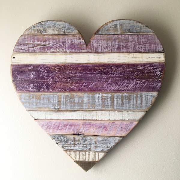 Plum Heart Home decor 18” - reclaimed wood, beach, wall decor, cottage, pallet wood, baby's room, ultra violet