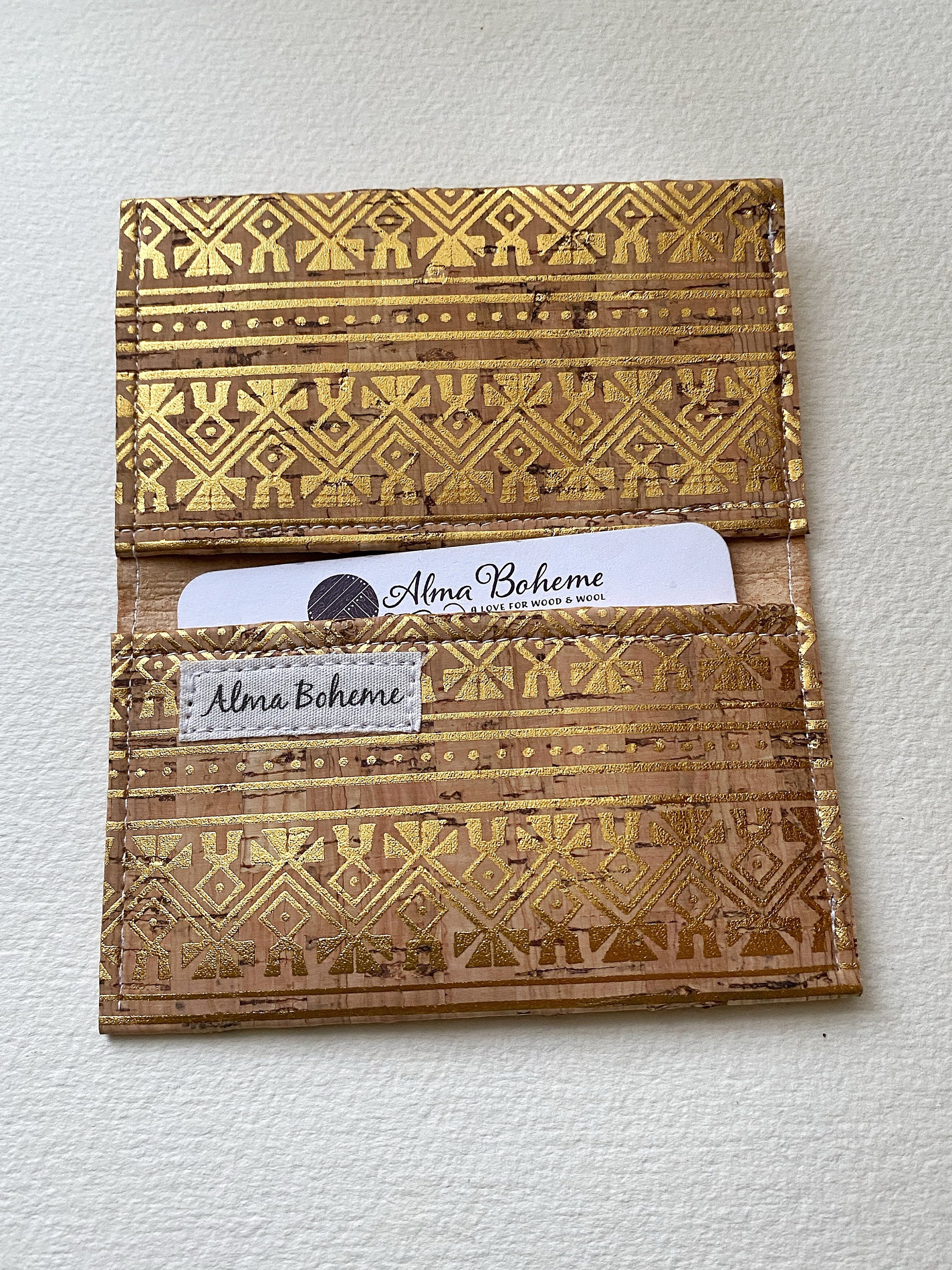 Egyptian gold Cork wallet card holder,pocket wallet, ethical fashion