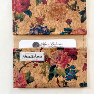 Monedero vintage de corcho rosa: monedero con bolsillo para tarjetas, dinero y tarjetas de regalo, moda ética y sostenible