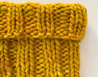 Goldenrod Cowl -Chunky Knit Merino Wool Hand-Dyed Autumn Hues