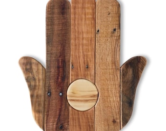 Hamsa hand rustic wood 21” - Rustic Wall Decor, home decor, pallet wood, Hand of Fatima