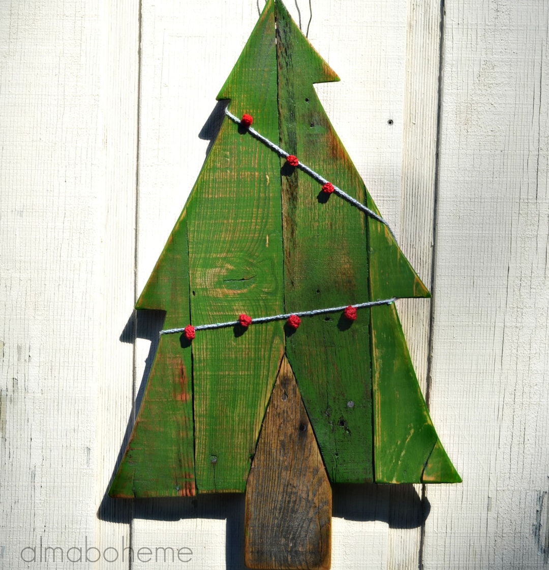 Christmas Wood Trees Wall Hangers Pallet Wood, Garland Holiday Home