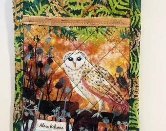 Woodland Owl Potholder / Oven Mitt - vegan, sustainable, washable
