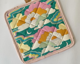 Stardust Cork and Cotton Pot Holder- vegan, sustainable, washable, three layer