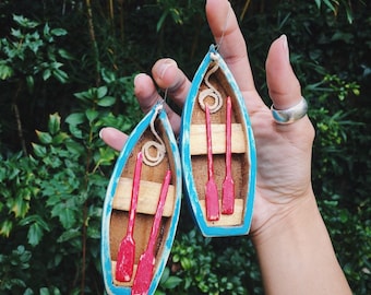 One Rowboat ornament handmade reclaimed wood, rustic, Christmas, cabin, boating, fishing