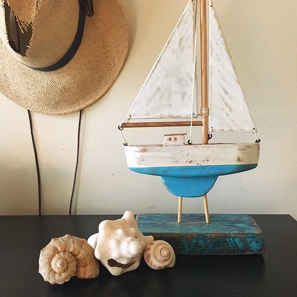 Reclaimed wood Sail boat, Pallet wood, hand carved, nautical decor, rustic home decor, beach theme, sailing, yacht