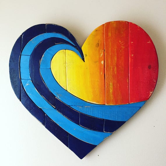 Wave Heart Home Decor 20 Reclaimed Wood Art Wall - Wooden Heart Home Decor Wave Heart Home Decor 20 Reclaimed Wood Art Wall - Wooden Heart Home Decor