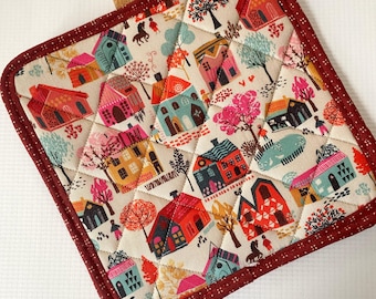 Autum Homestead  Cork and Cotton Pot Holder- vegan, sustainable, washable, three layer