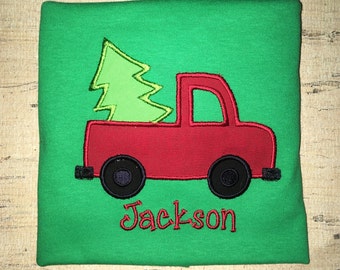 Personalized Truck & Christmas Tree Bodysuit or T-shirt - Holiday - Santa - Photo Shoot - Celebration - Gift Idea - Boys - Custom - Toddler