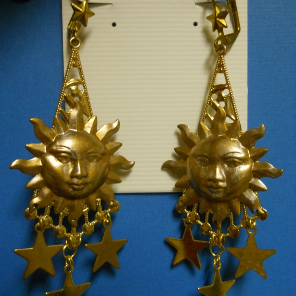 goldtone leverback sun and stars earrings .99 shipping!!