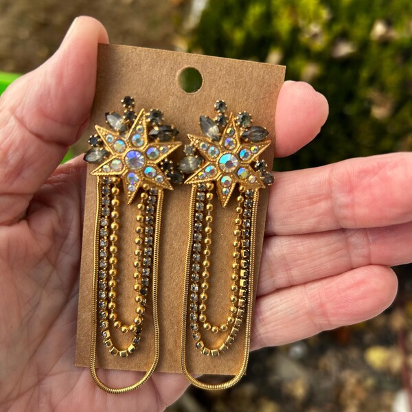kirks folly pierced earrings with blue and clear stones