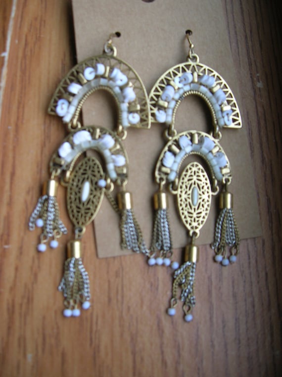 Handmade goldtone french wire earrings