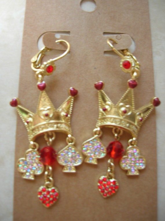 Kirks Folly goldtone crown earrings