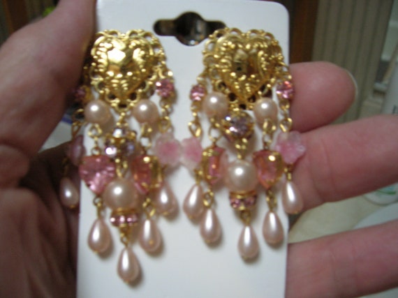 Kirks Folly Goldtone Heart clip earrings - image 1