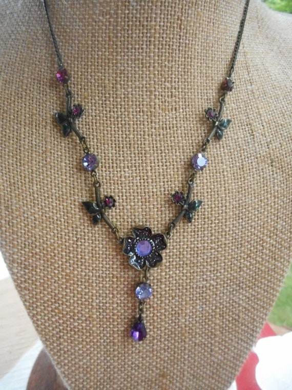 Delicate Avon necklace with purple  stones