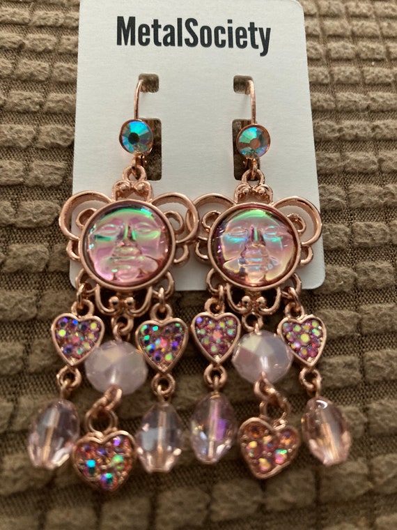 Kirks Folly goldtone seaview earrings with AB pink