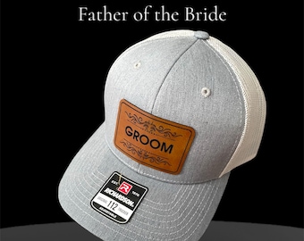 Custom Hat for Groomsmen | Father of the Bride Hat | Best Man Hat | Groom Hat | Leather Patch Hat | Gift for Him | Personalized Wedding Hats