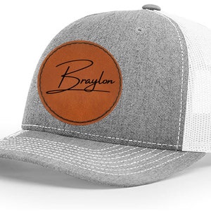 Custom youth Hat, Signature hat, Child hat, Leather Patch Hat, Richardson 112 youth hat, Kids Custom name hat