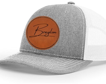 Custom Youth Hat: Personalized Leather Patch, Richardson 112