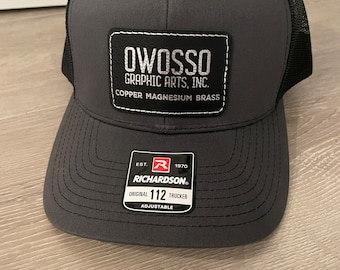 Custom company logo leather patch hats Richardson 112