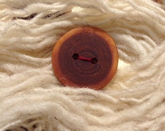 Round Yew Wood Buttons - set of six
