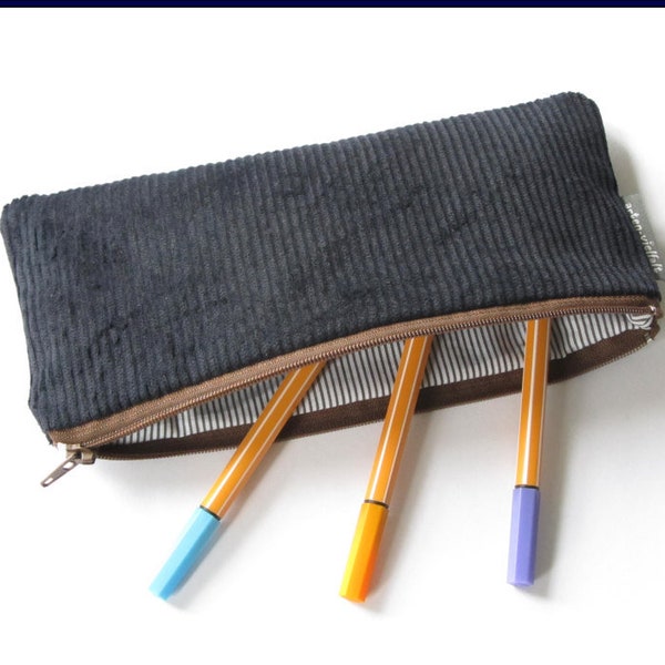 Pencil case cord navy for men writing-case blue