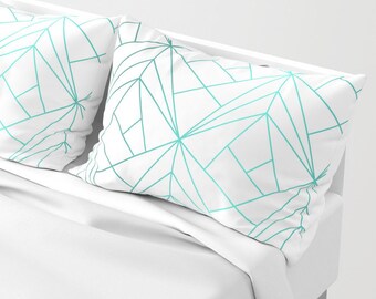 Geometric Gold Pattern Pillow Sham Set Of 2 Bohemian Pillow Etsy