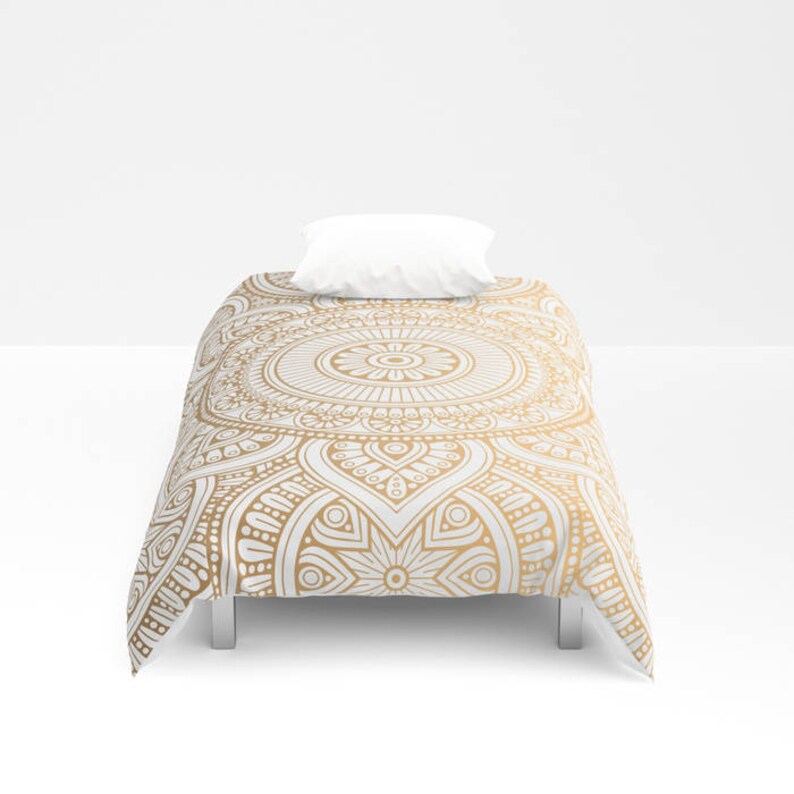 Gold Mandala Pattern Duvet Cover Bed Cover Bohemian Duvet Etsy