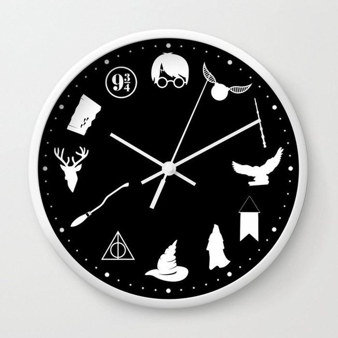 Harry Potter Clock / Harry Potter Black White Wall Clock / Etsy