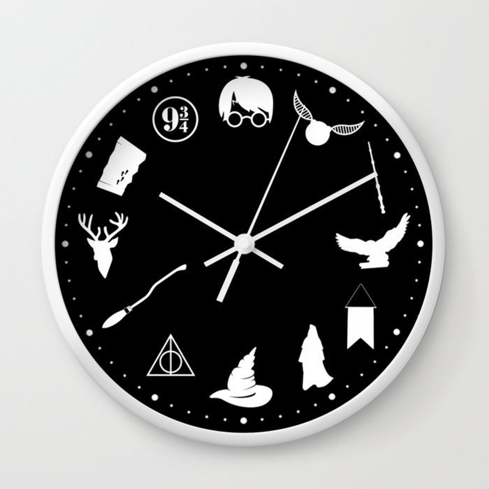 Harry Potter Clock / Harry Potter Black White Wall Clock / Etsy