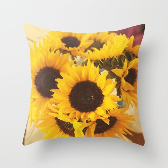 Sunflowers Pillow Cover Bohemian Throw Pillow Flower Pillow Etsy