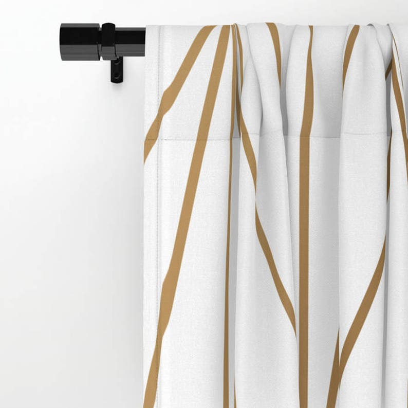 Gold Geometric Pattern Window Curtains Bohemian Curtains Etsy